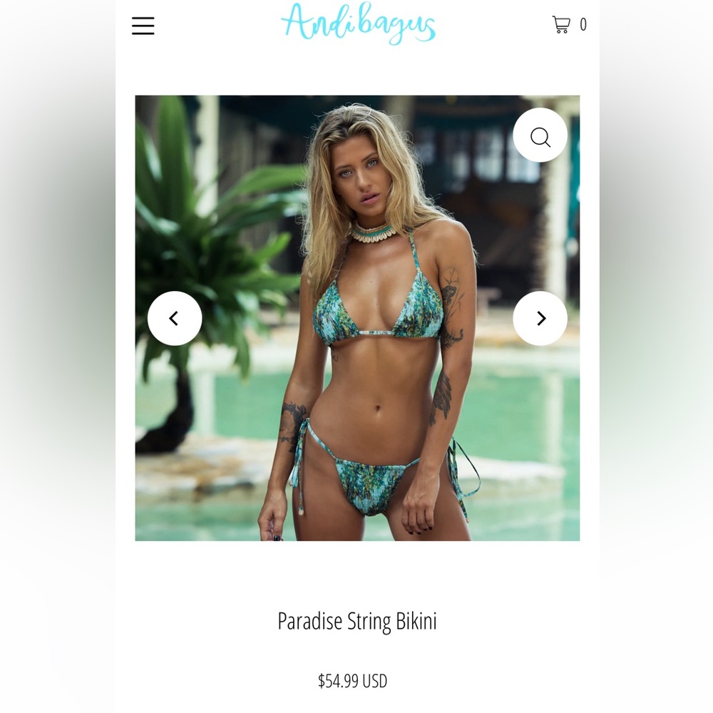 Andi bagus paradise bikini top and bottom bundle blue green teal